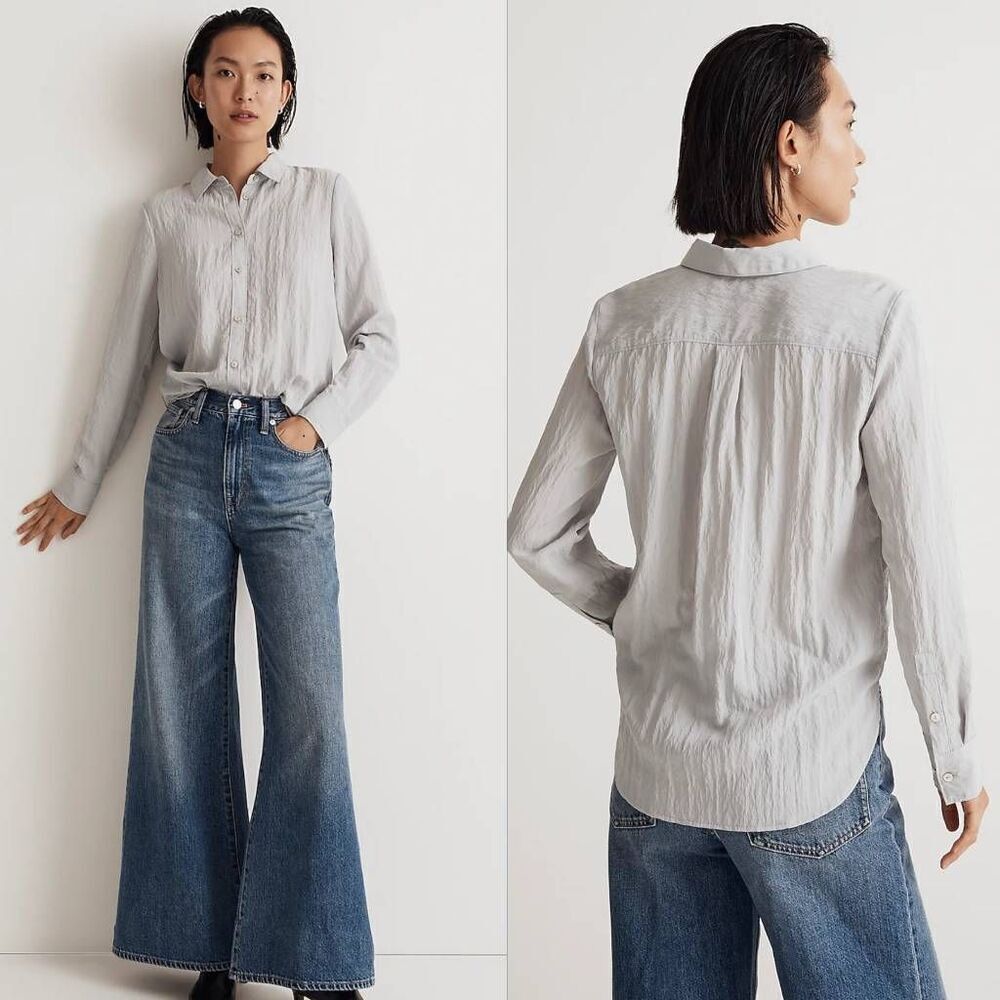 Madewell Crinkle Button Up Top Relaxed Fit Womens Size Small‎